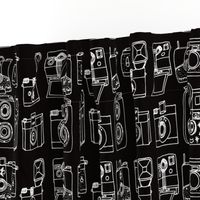 Vintage Cameras // black and white hand-drawn vintage camera illustration