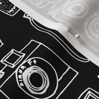 Vintage Cameras // black and white hand-drawn vintage camera illustration