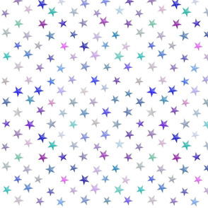 Five Pointed Stars in Cool Colours on White