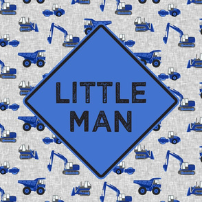 18" square panel - Little Man - Construction themed blue - LAD20BS