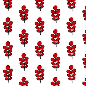 Folk Art Forest - red on white, large 