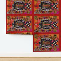 Panama Kuna Indian Mola Flying Fish - Design 10475825 - Red Blue Yellow Pink Orange