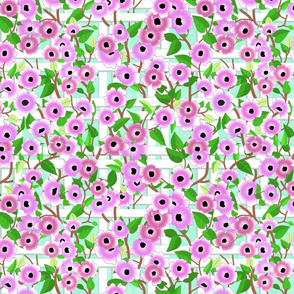 small Black-eyed Susan Vine on lattice- purple