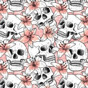 Skulls and lily Pastel Halloween fabric