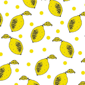 Lemons and yellow dots on white big