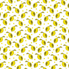 Lemons and yellow dots on white small