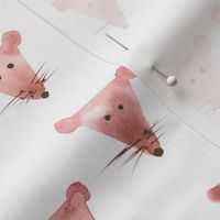 Dusty rose mice - watercolor saturated pink mouse design for nursery, kids, cats