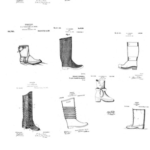 Vintage Printable Boots Design Patent Pattern (Black and white)