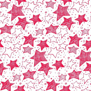 Red stars doodle on white