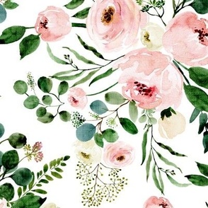 12" Eucalyptus Florals // White