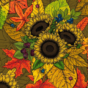 Autumn bouquet on brown