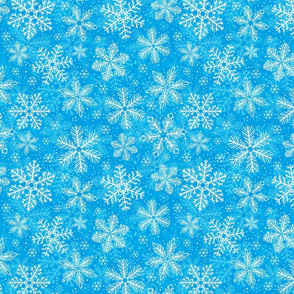 White snowflakes on blue