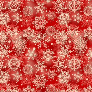 Ivory snowflakes on red
