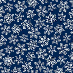 Snowflakes on dark blue