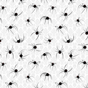 Fancy Black Widow Spider Halloween Fabric