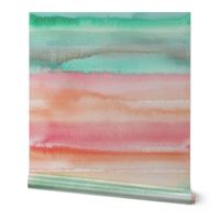 Ombre watercolor Sunset Green Pink