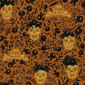 Macabre Skulls - pumpkin orange 