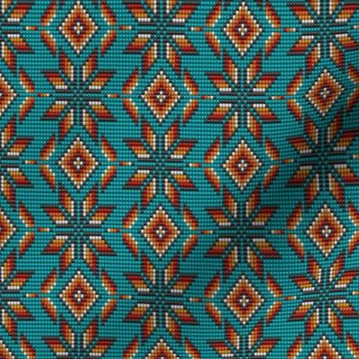 Native Aztec beads kilim teal small