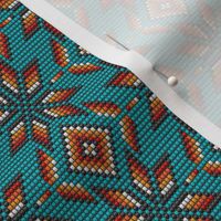 Native Aztec beads kilim teal small