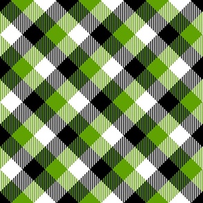 Halloween tartan diagonal check green black