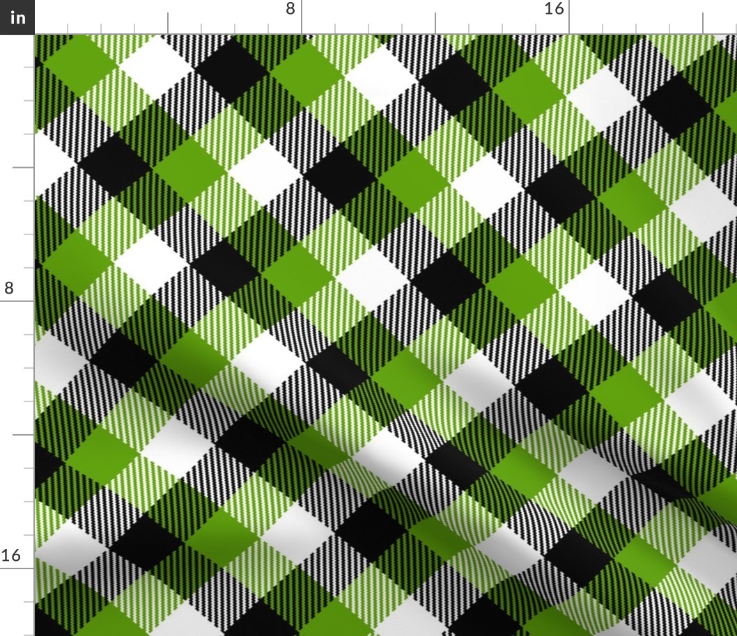 Halloween tartan diagonal check green black