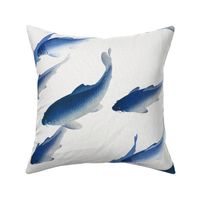 Koi Fish - Large - Blue and White - Textured Background