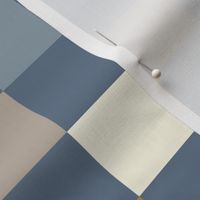 Retro neutral check dusted blue mustard cream