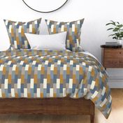 Retro neutral color blocks dusted blue mustard