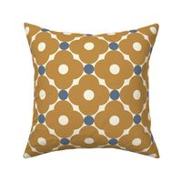 Mod dot flowers retro dusted mustard