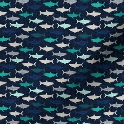 1" linen sharks // on navy linen