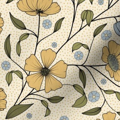 Yellow fairy flowers pattern