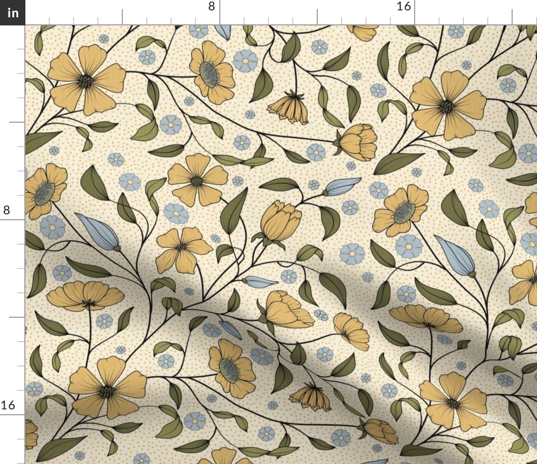 Yellow fairy flowers pattern