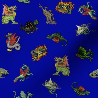 Medieval Dragons and Monsters Small - Blue