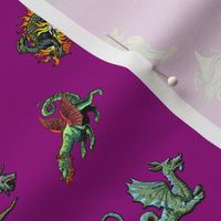 Medieval Dragons and Monsters Small - Magenta