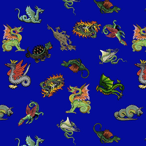 Medieval Dragons and Monsters - Blue