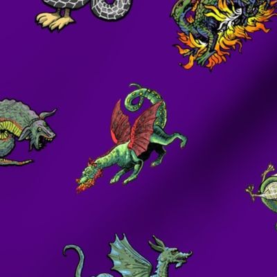 Medieval Dragons and Monsters - Purple