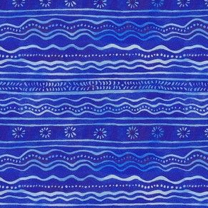 Artistic Blue Wave Daisy Pattern