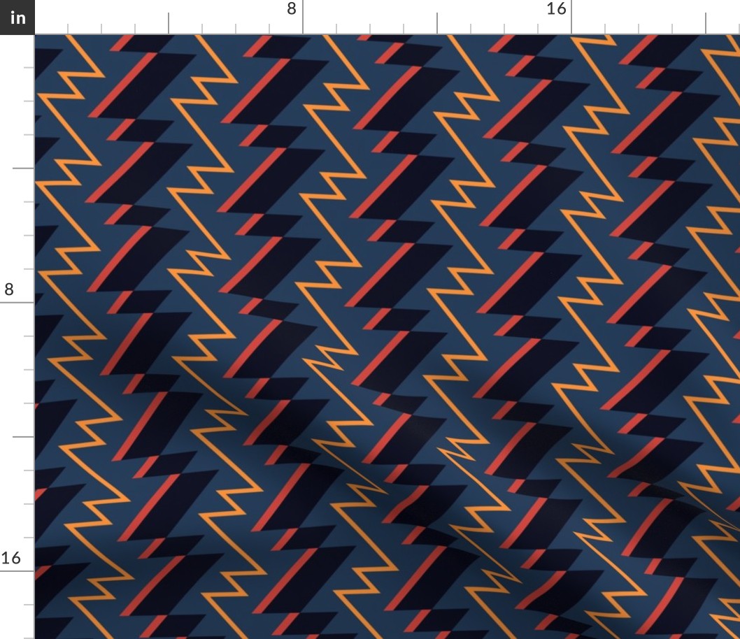 Lightning bolt cartoon zigzag geometric navy Wallpaper