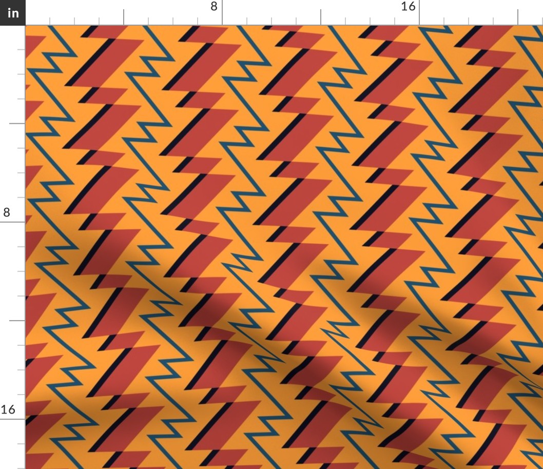 Lightning bolt cartoon zigzag geometric deep yellow Wallpaper