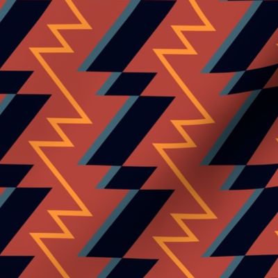 Lightning bolt cartoon zigzag geometric terracotta Wallpaper