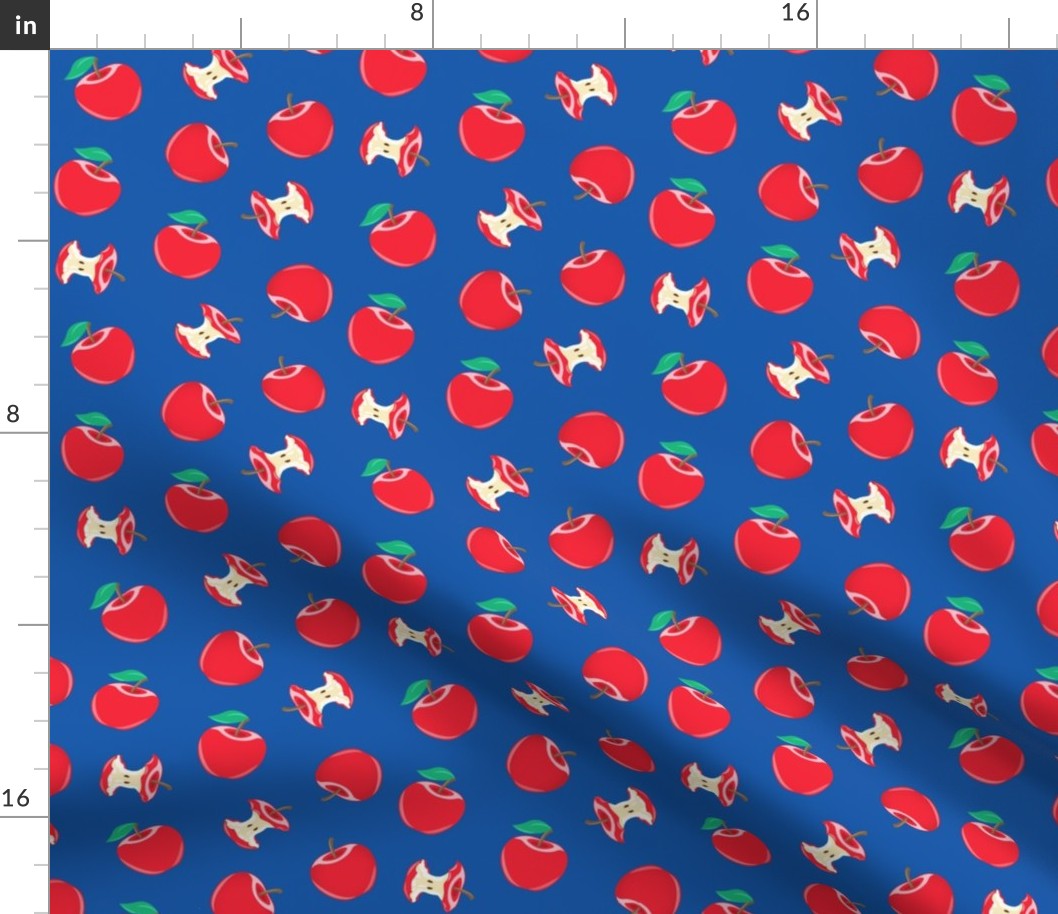 apples and apple cores on blue 2 - LAD20