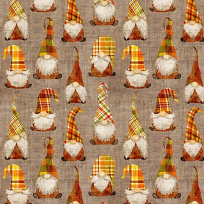 Fall Plaid Gnomes on Burlap - small scale