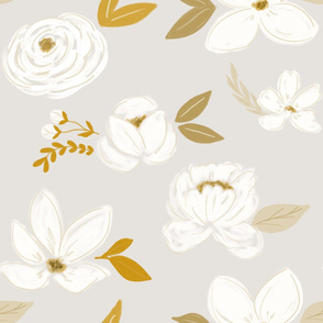 soft and subtle white & mustard florals -large