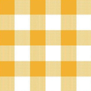 1" Woven Buffalo Check - Mustard and White (buffalo plaid, mustard yellow and white plaid, buffalo check, faux woven texture, yellow, orange, mustard, gold, golden, fall, summer, one inch scale)