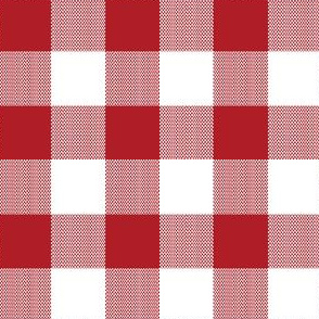 1" Woven Buffalo Check - Red and White (buffalo plaid, red and white plaid, buffalo check, faux woven texture, christmas, red, cardinal, ruby, winter, one inch scale)