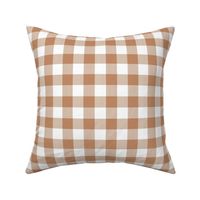 1" Woven Buffalo Check - Tan and White (buffalo plaid, brown and white plaid, buffalo check, faux woven texture, copper, bronze, terra cotta, cinnamon, pumpkin spice, tan, nude, brown, fall, one inch scale)