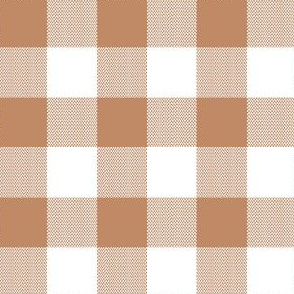 1" Woven Buffalo Check - Tan and White (buffalo plaid, brown and white plaid, buffalo check, faux woven texture, copper, bronze, terra cotta, cinnamon, pumpkin spice, tan, nude, brown, fall, one inch scale)