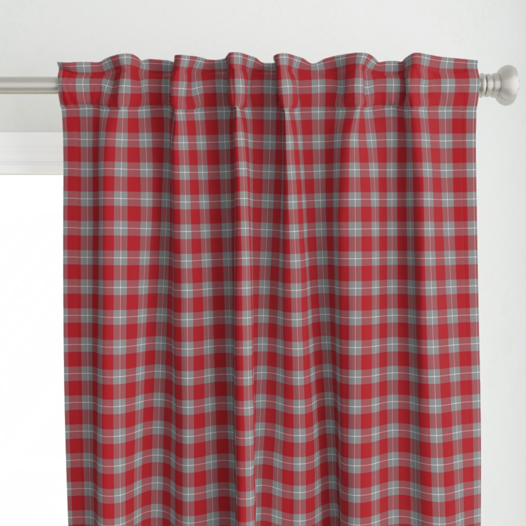 1" Woven Buffalo Check w Window Pane Check - Red and Gray with White (buffalo plaid, red and grey plaid, buffalo check, faux woven texture, red, christmas, lumberjack, winter, sports, school, grey, gray, cardinal, ruby, one inch scale)