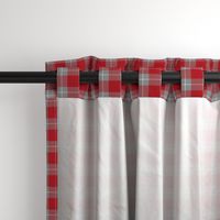 1" Woven Buffalo Check w Window Pane Check - Red and Gray with White (buffalo plaid, red and grey plaid, buffalo check, faux woven texture, red, christmas, lumberjack, winter, sports, school, grey, gray, cardinal, ruby, one inch scale)