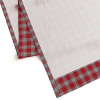 1" Woven Buffalo Check w Window Pane Check - Red and Gray with White (buffalo plaid, red and grey plaid, buffalo check, faux woven texture, red, christmas, lumberjack, winter, sports, school, grey, gray, cardinal, ruby, one inch scale)